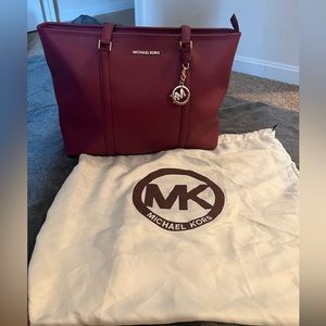 COPY - Michael Kors large tote; maroon with original bag
